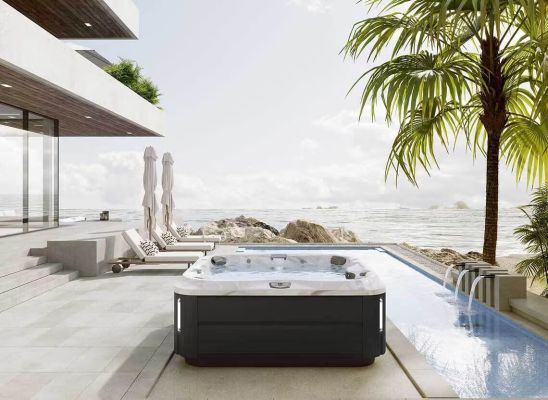 Spa J-385™ – Spa carré 6 places avec 49 jets PowerPro®, cascade et dôme plantaire