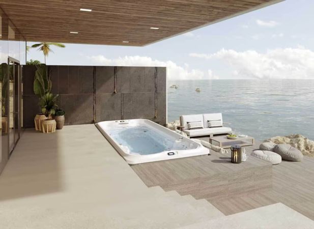 Spa de nage Jacuzzi® J-19 – Le confort d’un grand bassin, la puissance d’un entraînement sur mesure