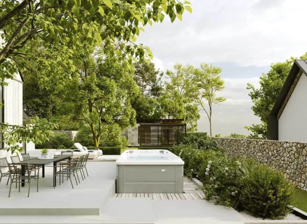 Spa de nage Jacuzzi® J-19 Bizone – Double bassin, double confort : nage sportive & détente absolue