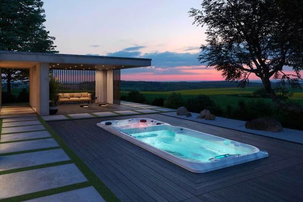 Spa de nage Jacuzzi® J-19 Bizone – Double bassin, double confort : nage sportive & détente absolue